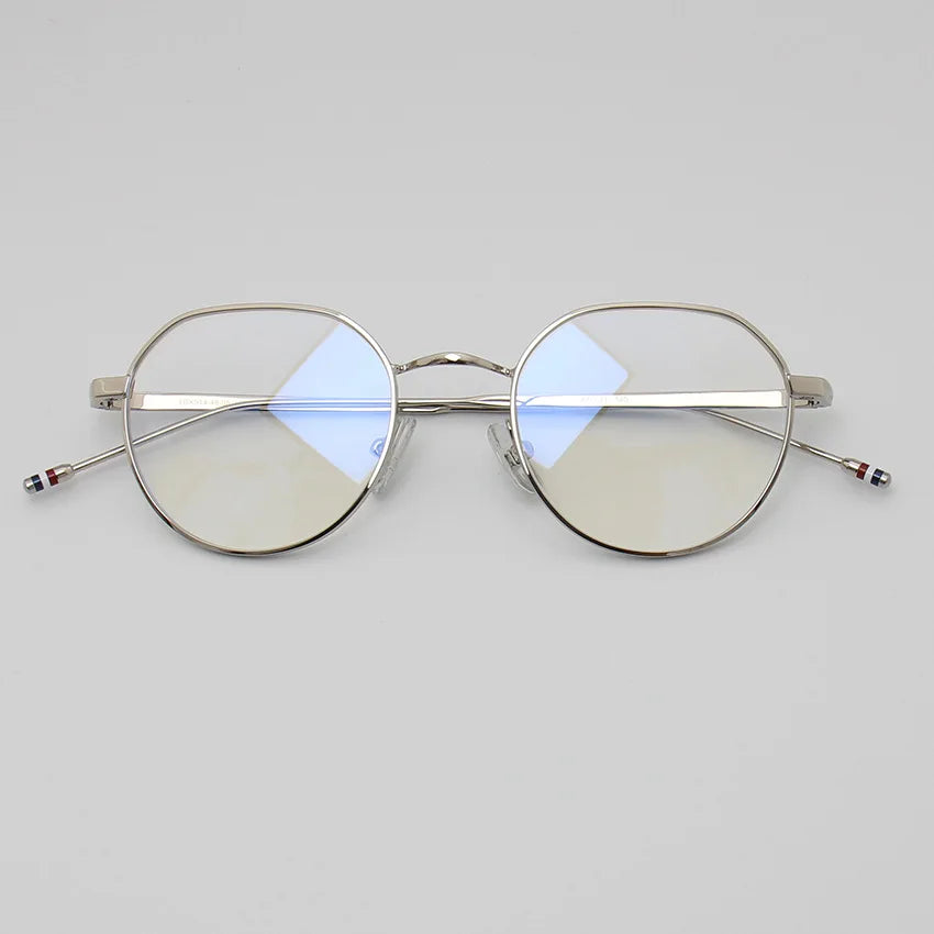 Black Mask Unisex Full Rim Flat Top Oval Alloy Eyeglasses 42914 Full Rim Black Mask Silver