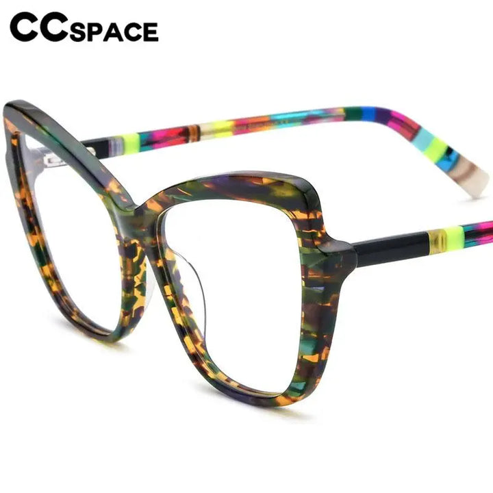 CCspace Unisex Full Rim Square Cat Eye Acetate Eyeglasses 56928 Full Rim CCspace