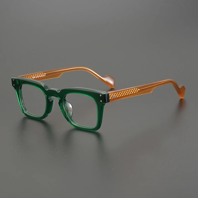 Gatenac Unisex Full Rim Square Acetate Eyeglasses Gxyj-1172 Full Rim Gatenac Green