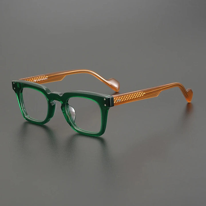 Gatenac Unisex Full Rim Square Acetate Eyeglasses Gxyj-1172 Full Rim Gatenac Green