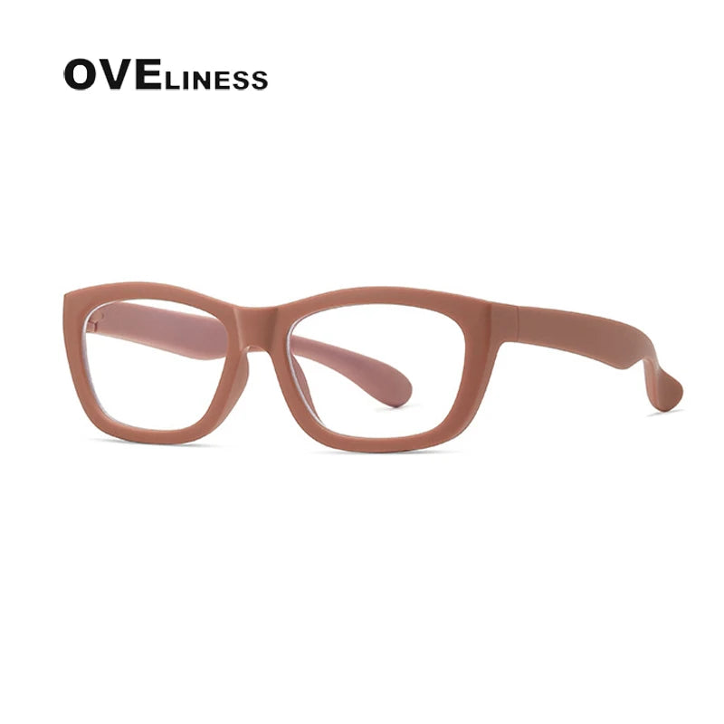 Oveliness Youth Unisex Full Rim Square Tr 90 Titanium Eyeglasses 8214 Full Rim Oveliness orange  