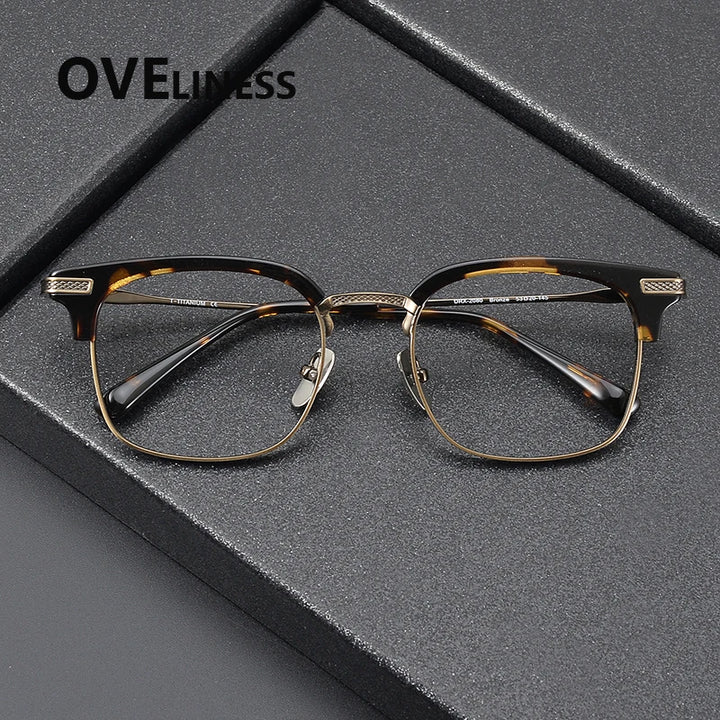 Oveliness Unisex Full Rim Square Acetate Titanium Eyeglasses 852080 Full Rim Oveliness