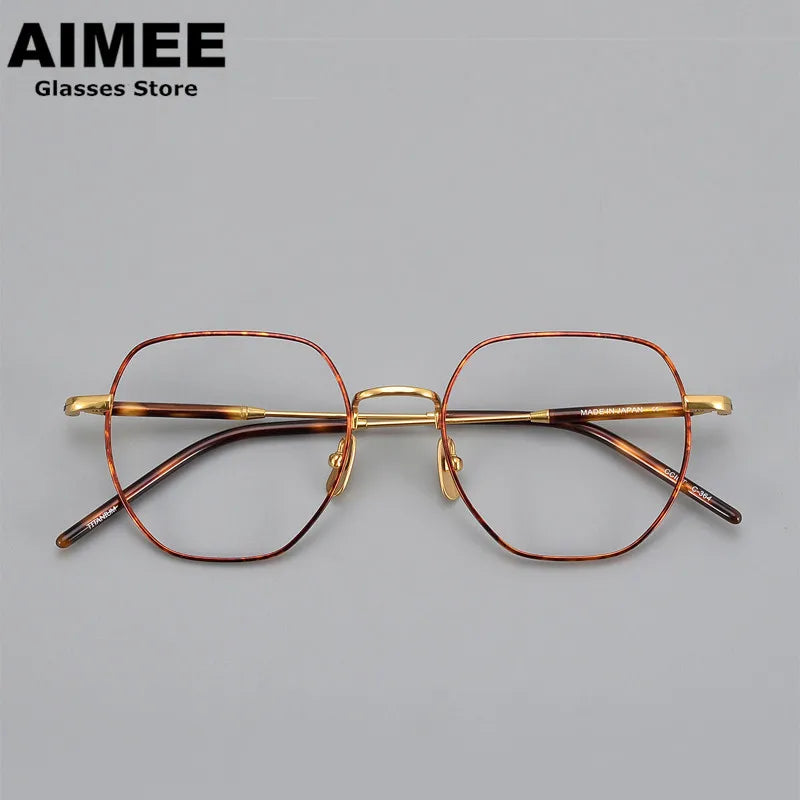Aimee Unisex Full Rim Flat Top Polygon Oval Titanium Eyeglasses 236649