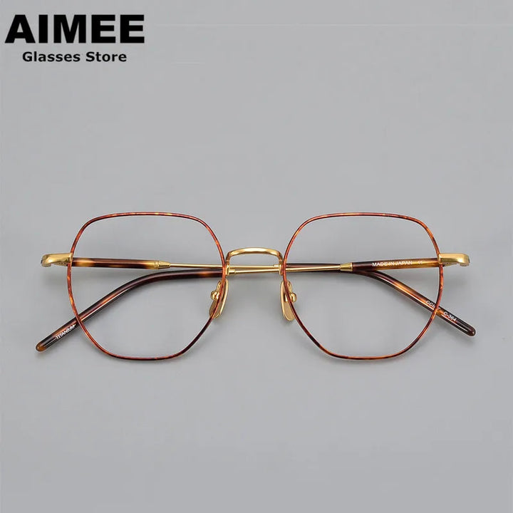 Aimee Unisex Full Rim Flat Top Polygon Oval Titanium Eyeglasses 236649