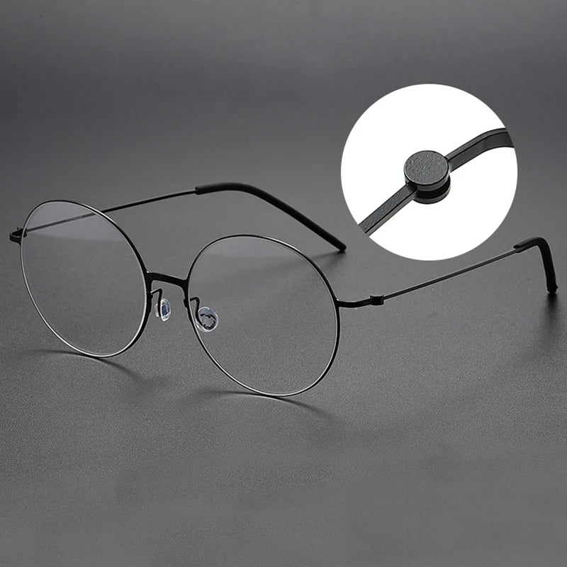 Black Mask Unisex Full Rim Round Screwless Titanium Eyeglasses 5516 Full Rim Black Mask