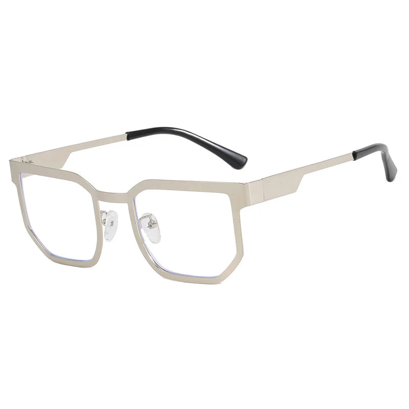 CCspace Women's Full Rim Polygon Alloy Eyeglasses 57428 Full Rim CCspace Silver  