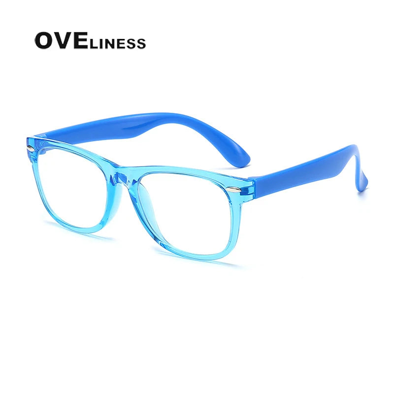 Oveliness Youth Unisex Full Rim Square Tr 90 Titanium Eyeglasses F802 Full Rim Oveliness blue  