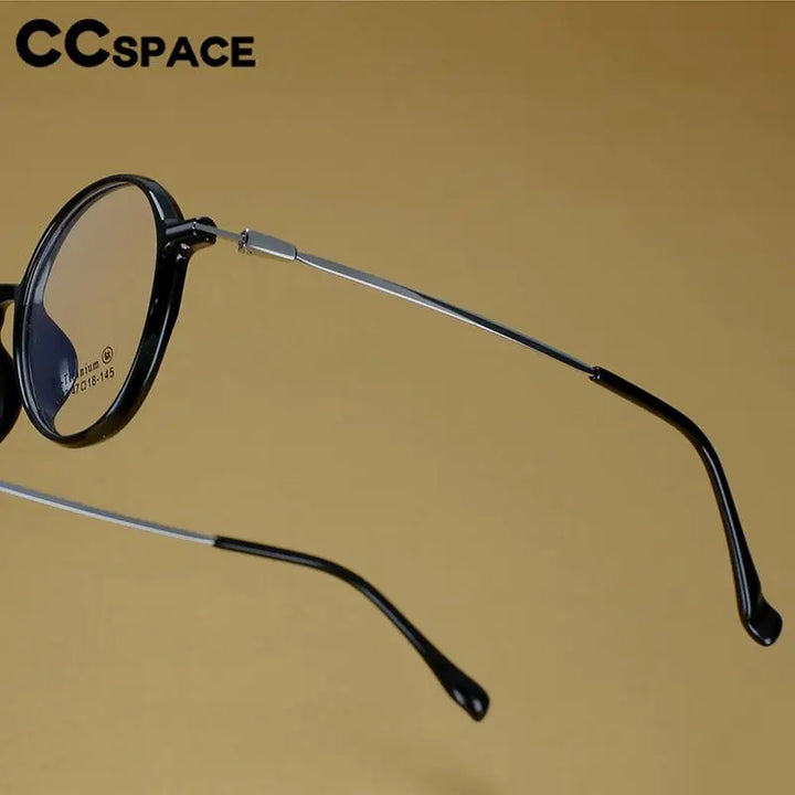 CCspace Unisex Full Rim Round Tr 90 Titanium Eyeglasses 57098 Full Rim CCspace