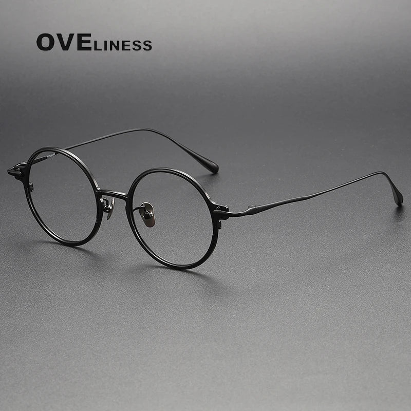 Oveliness Unisex Full Rim Round Titanium Eyeglasses 4920 Full Rim Oveliness black