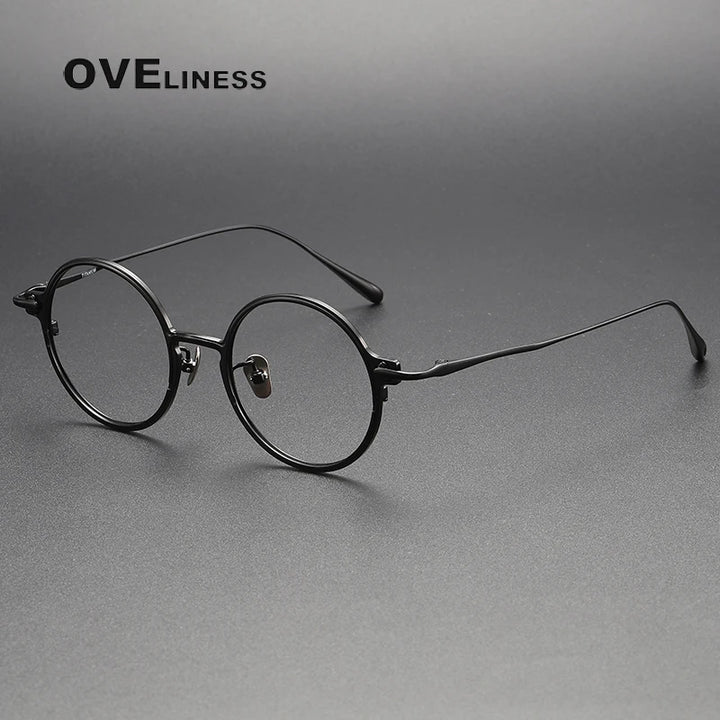 Oveliness Unisex Full Rim Round Titanium Eyeglasses 4920 Full Rim Oveliness black