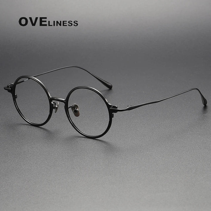 Oveliness Unisex Full Rim Round Titanium Eyeglasses 4920 Full Rim Oveliness black  