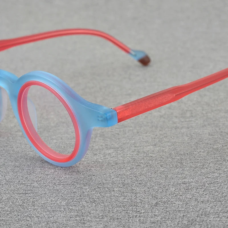 Nobler Unisex Full Rim Round Frosted Acetate Eyeglasses 19267 Full Rim Nobler