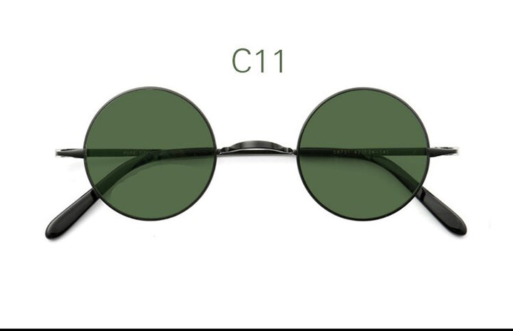 Yujo Unisex Full Rim Small 42mm Round Titanium Polarized Sunglasses Sunglasses Yujo C11 China