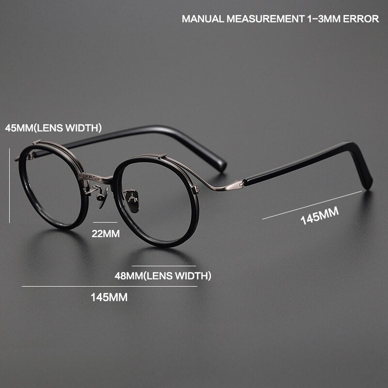 Gatenac Unisex Full Rim Round Acetate Alloy Eyeglasses Gxyj1029 Full Rim Gatenac