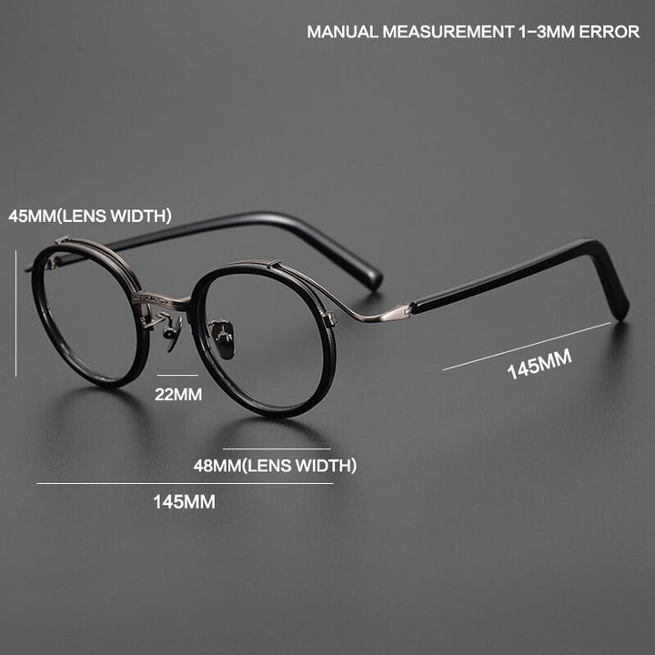 Gatenac Unisex Full Rim Round Acetate Alloy Eyeglasses Gxyj1029 Full Rim Gatenac