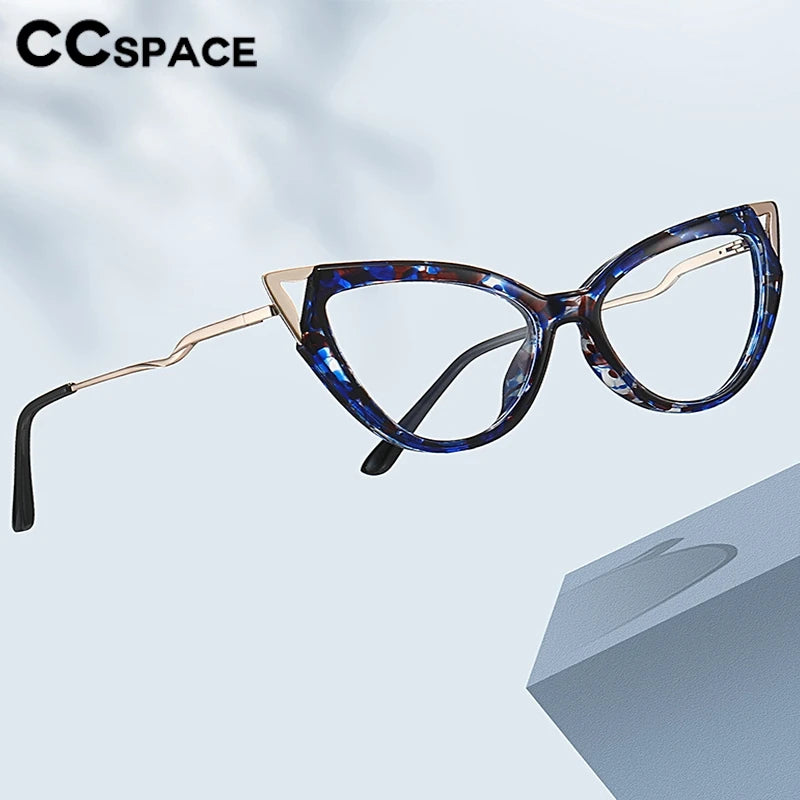 CCspace Women's Full Rim Oval Cat Eye Tr 90 Alloy Reading Glasses 802570