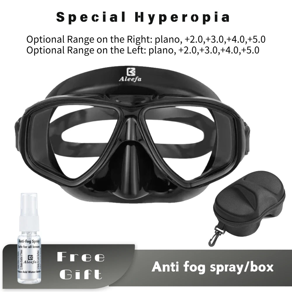 Aleefa Unisex Goggle Pc Tempered Glass Hyperopic Swim Mask 32027