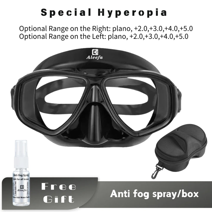 Aleefa Unisex Goggle Pc Tempered Glass Hyperopic Swim Mask 32027