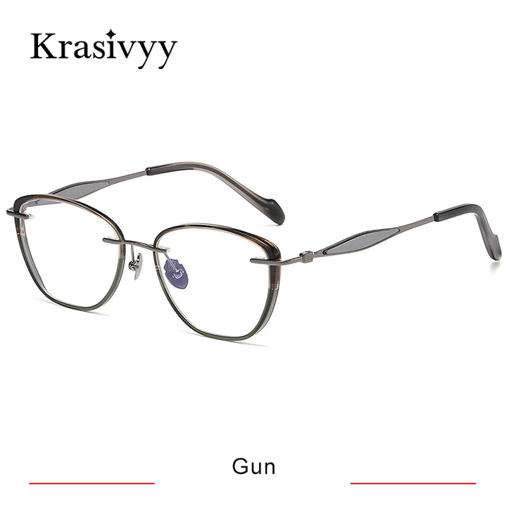 Krasivyy Unisex Full Rim Polygon Titanium Acetate Eyeglasses 316077