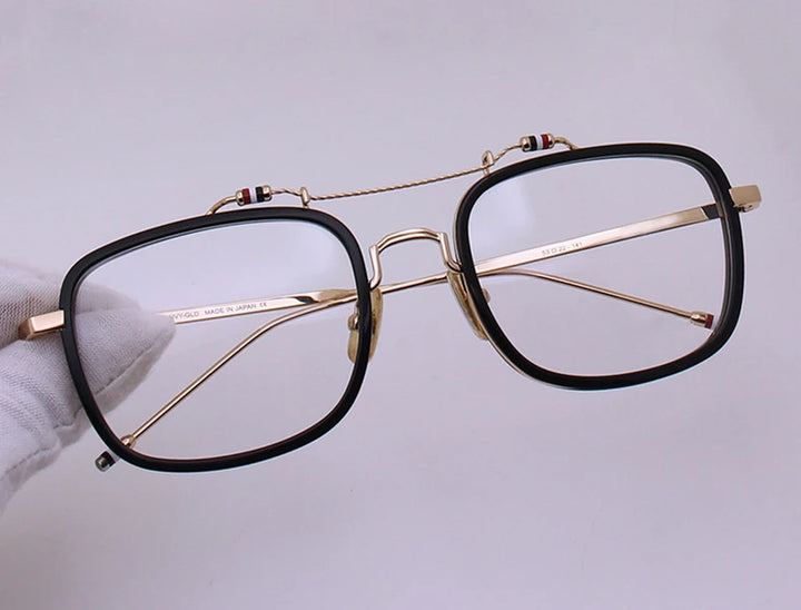 Black Mask Unisex Full Rim Square Double Bridge Alloy Acetate Eyeglasses Tbs816 Full Rim Black Mask