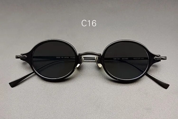 Yujo Unisex Full Rim Small Oval Acetate Titanium Eyeglasses Or Sunglasses 3740 Full Rim Yujo C16 China 