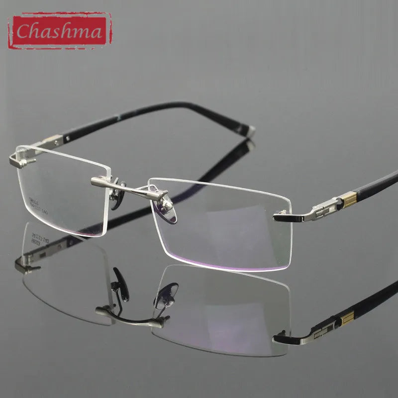 Chashma Unisex Rimless Square Titanium Eyeglasses 58103