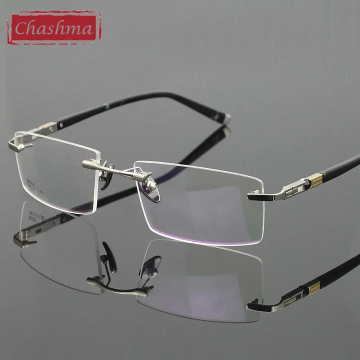 Chashma Unisex Rimless Square Titanium Eyeglasses 58103