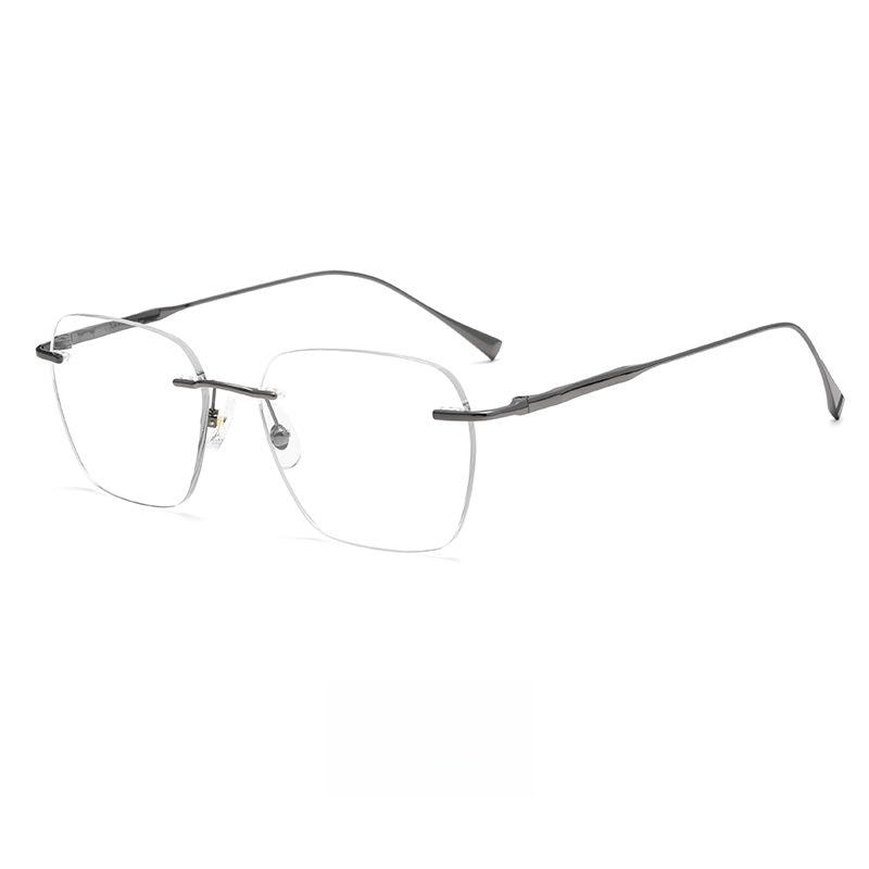 Yimaruili Unisex Rimless Square Titanium Eyeglasses 1912ti Rimless Yimaruili Eyeglasses