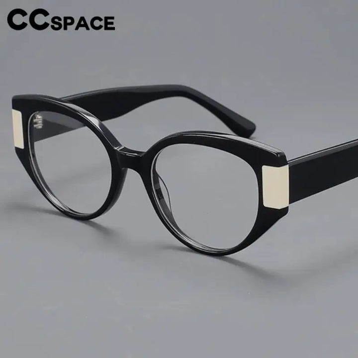 CCspace Unisex Full Rim Cat Eye Acetate Titanium Eyeglasses 57203 Full Rim CCspace