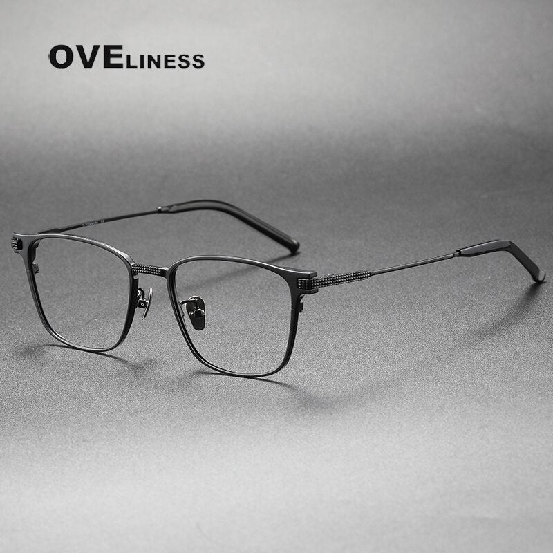 Oveliness Unisex Full Rim Square Titanium Eyeglasses 390 Full Rim Oveliness black