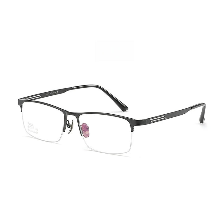 Yimaruili Men's Semi Rim Square Titanium Eyeglasses Y2322 Semi Rim Yimaruili Eyeglasses Black
