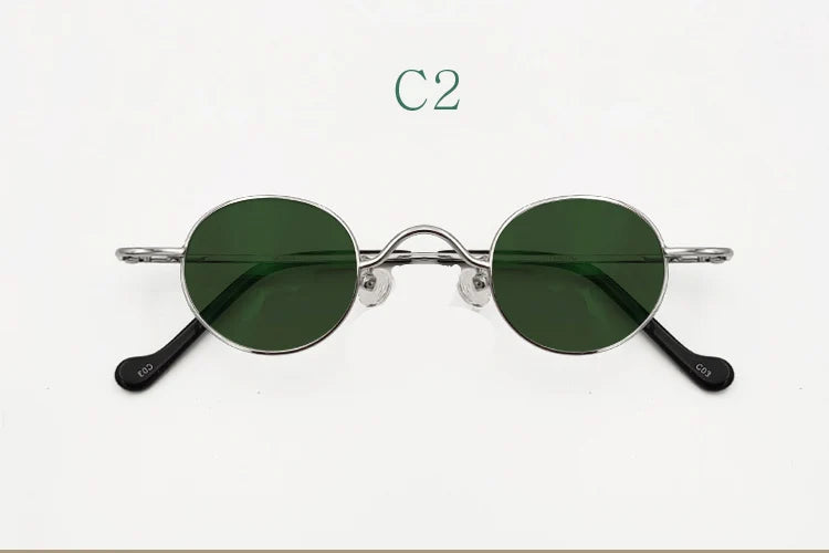 Yujo Unisex Full Rim Small Round Titanium Polarized Sunglasses 3629s Sunglasses Yujo C2 CHINA