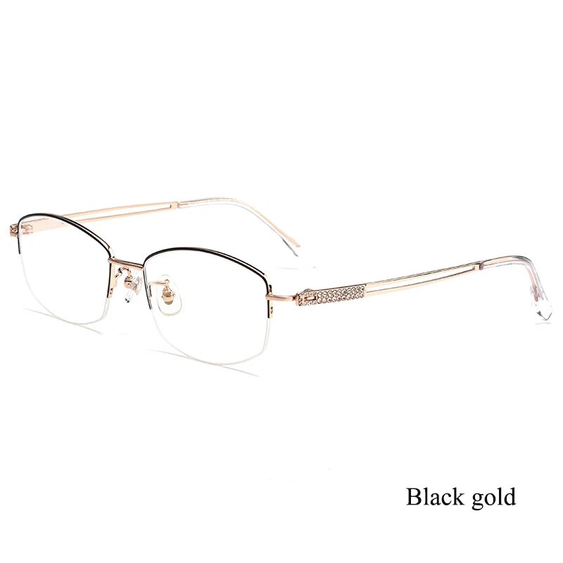 Bclear Women's Semi Rim Square Titanium Eyeglasses 6006b Semi Rim Bclear Black gold