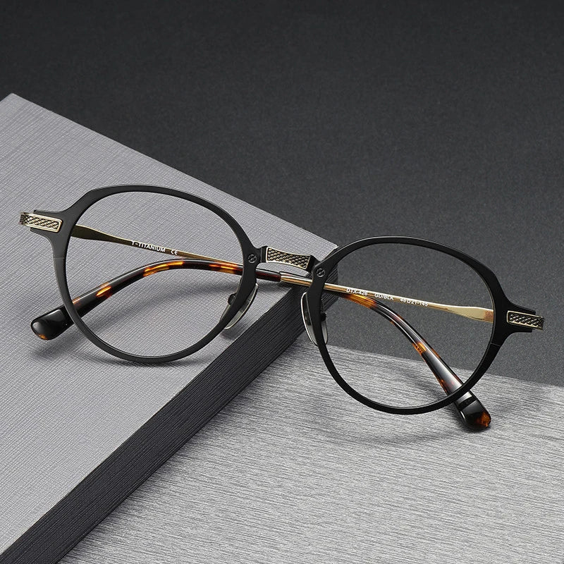 Black Mask Unisex Full Rim Oval Round Titanium Eyeglasses 55426