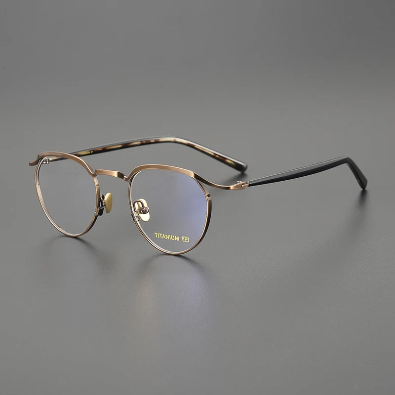 Black Mask Unisex Full Rim Round Titanium Eyeglasses Kv127 Full Rim Black Mask Bronze  