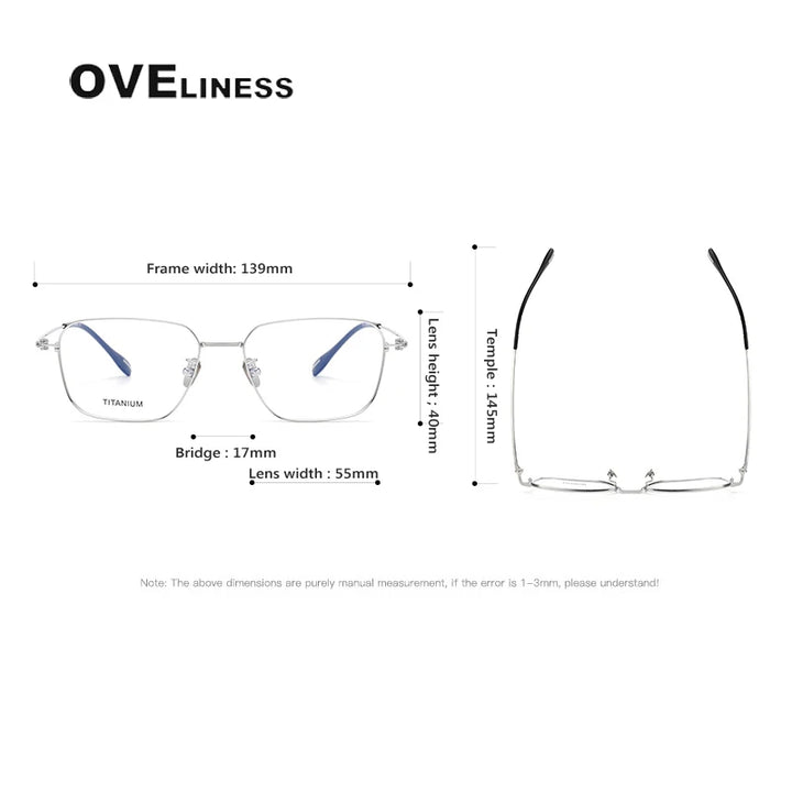 Oveliness Men's Rimless Square Titanium Eyeglasses 80914 Rimless Oveliness
