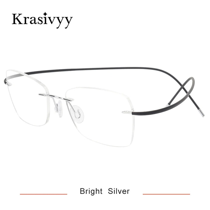 Krasivyy Unisex Rimless Oval Titanium Eyeglasses 1615 Rimless Krasivyy Bright Silver