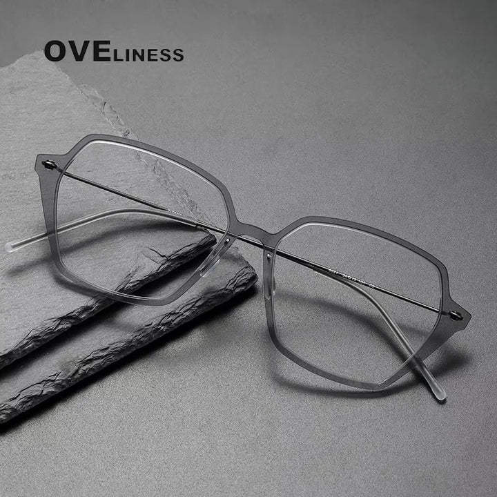 Oveliness Unisex Full Rim Square Acetate Titanium Eyeglasses 6621 Full Rim Oveliness