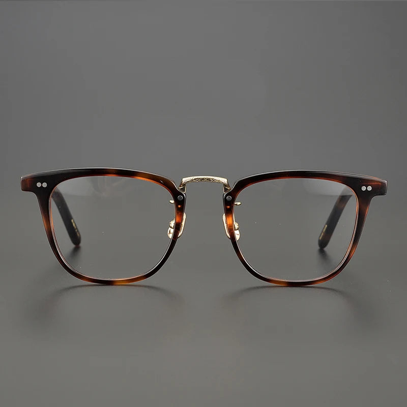 Black Mask Unisex Full Rim Square Acetate Eyeglasses C432 Full Rim Black Mask Tortoise-Gold
