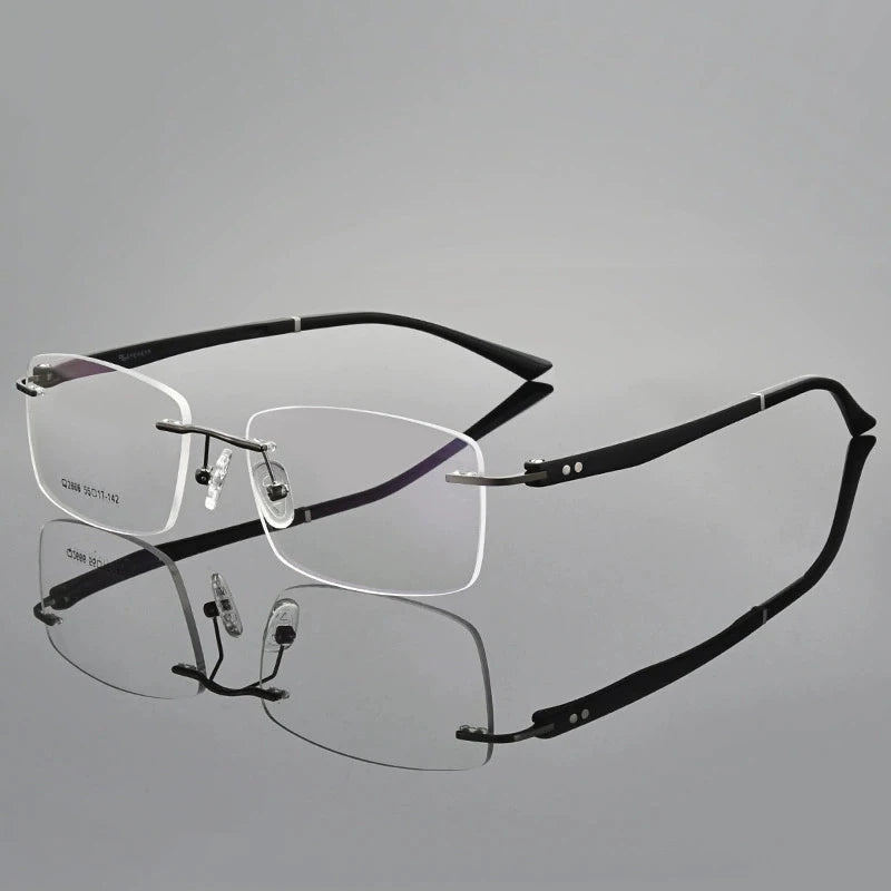Hdcrafter Unisex Rimless Square Titanium Eyeglasses 82666 Rimless Hdcrafter Eyeglasses Grey