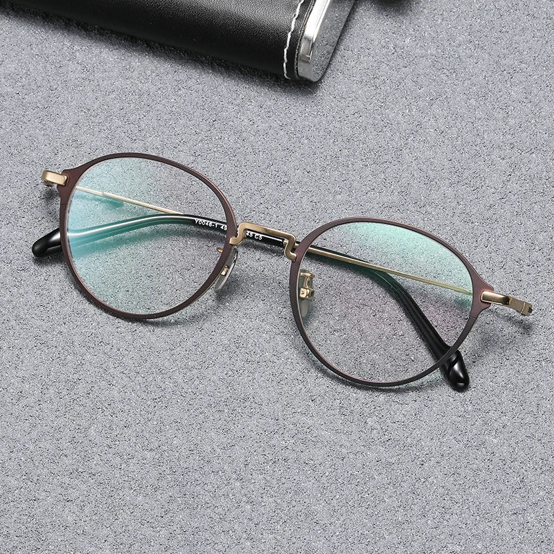 Black Mask Unisex Full Rim Oval Round Titanium Eyeglasses 60046