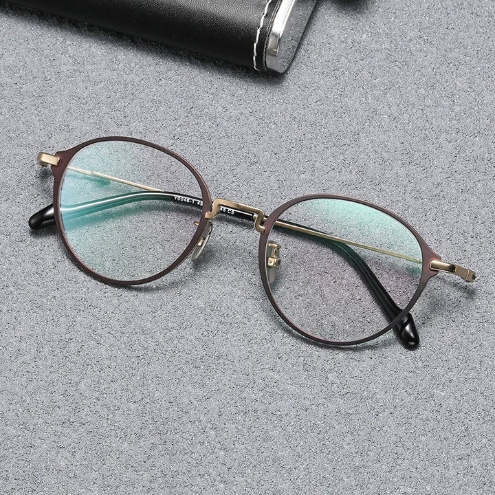 Black Mask Unisex Full Rim Oval Round Titanium Eyeglasses 60046