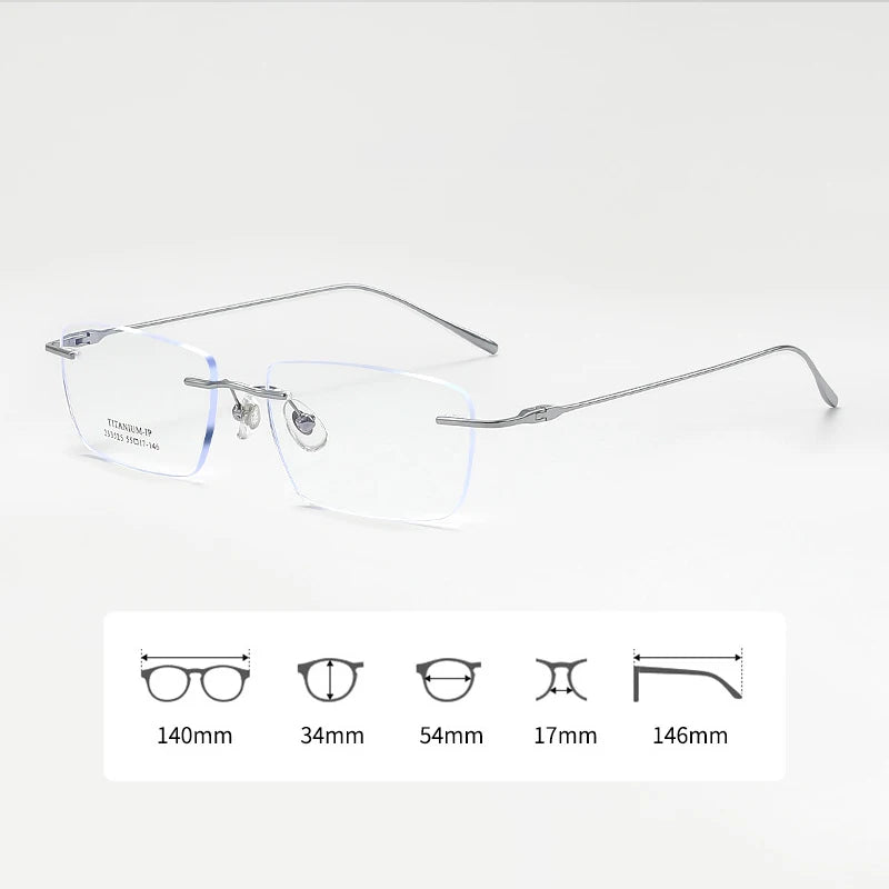 Xbora Unisex Rimless Polygon Square Titanium Eyeglasses 233525