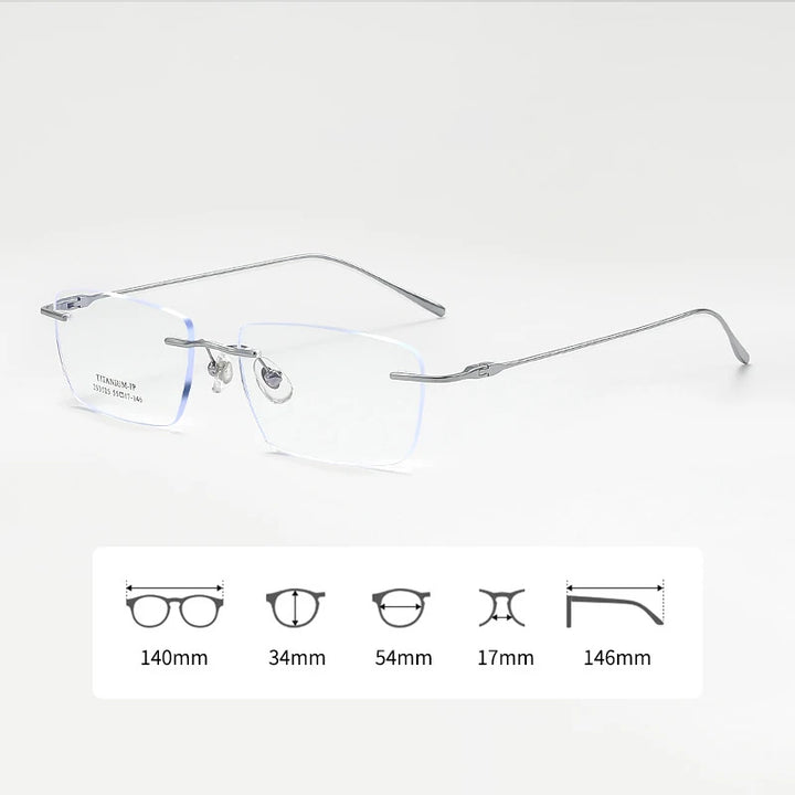 Xbora Unisex Rimless Polygon Square Titanium Eyeglasses 233525