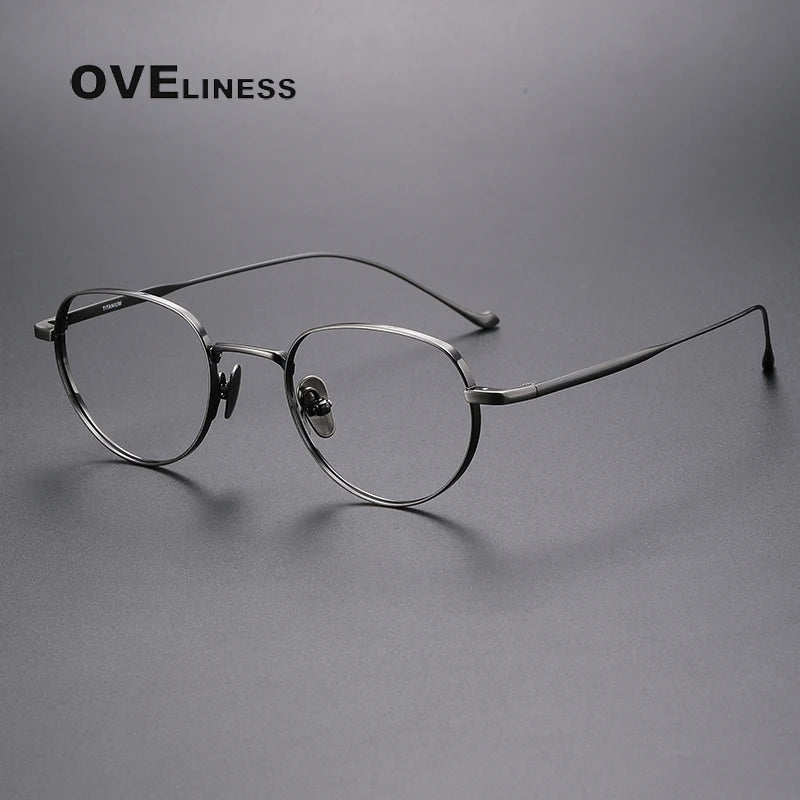 Oveliness Unisex Full Rim Oval Titanium Eyeglasses 0100 Full Rim Oveliness gun