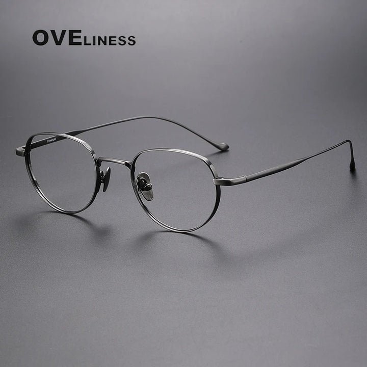 Oveliness Unisex Full Rim Oval Titanium Eyeglasses 0100 Full Rim Oveliness gun