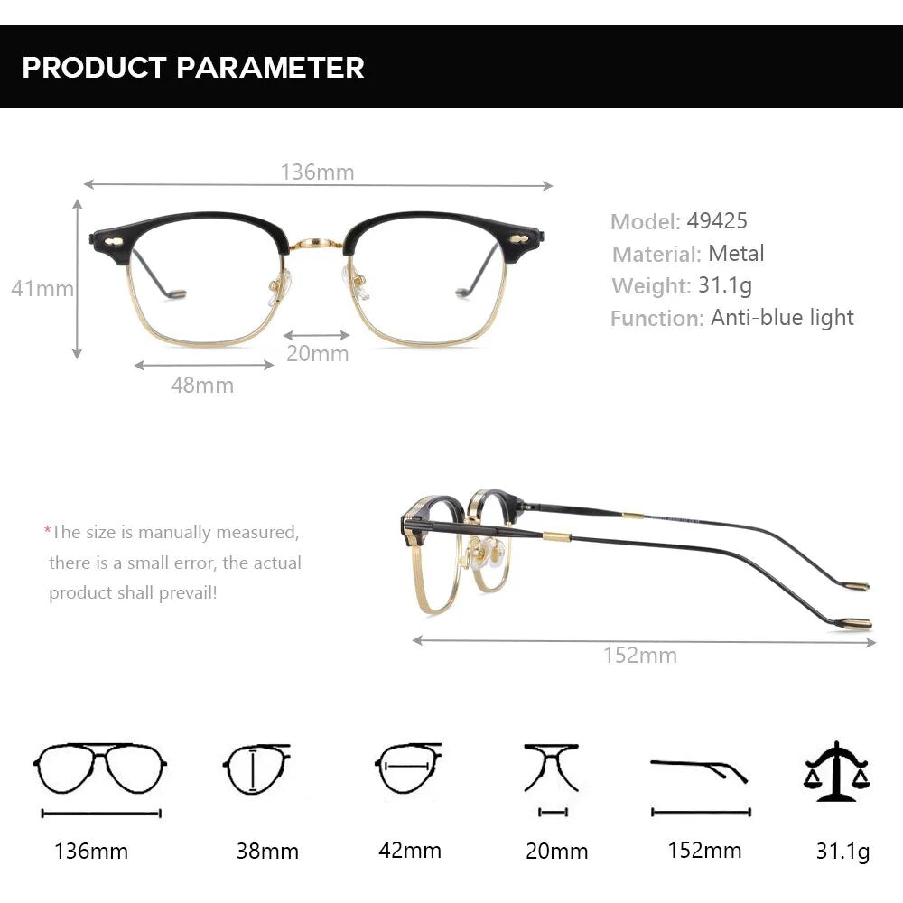 CCspace Women's Full Rim Square Alloy Acetate Reading Glasses R49425 Reading Glasses CCspace