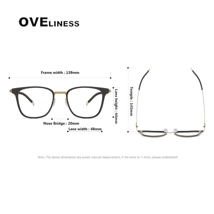 Oveliness Unisex Full Rim Square Titanium Eyeglasses 8202301 Full Rim Oveliness