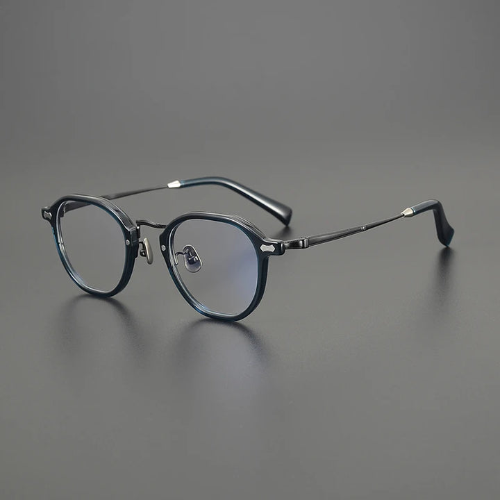 Gatenac Unisex Full Rim Big Oval Acetate Titanium Eyeglasses G1538