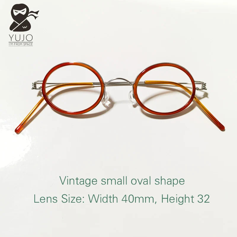 Yujo Unisex Full Rim Oval Steel Acetate Custom Eyeglasses 61432